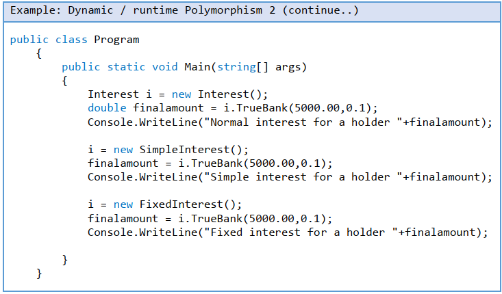 Dynamic / runtime polymorphism