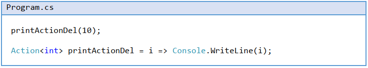 Lambda and action delegate