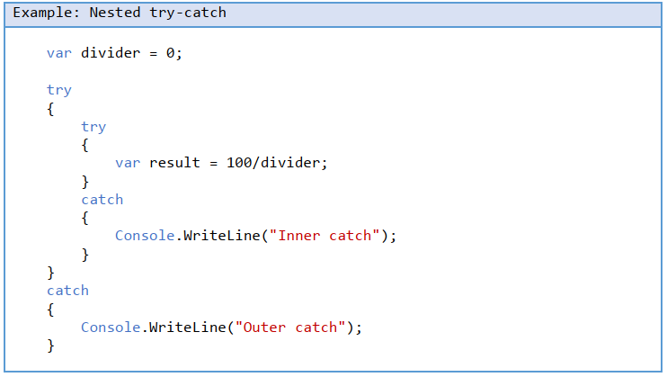 Nested try-catch in C#