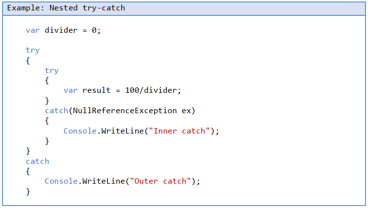 Nested try-catch in C#