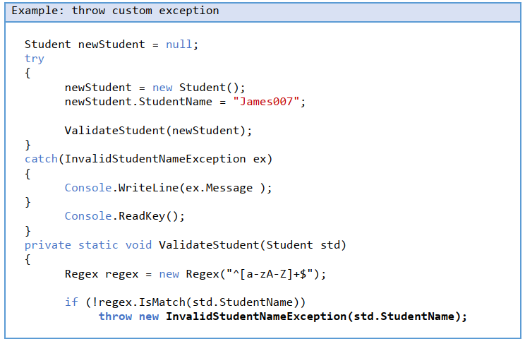 custom exception in C#