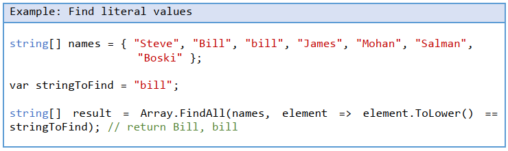 Array.FindAll() in C#
