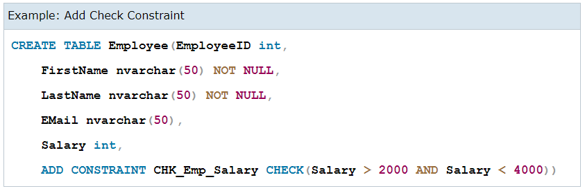 محدودیت های Check در SQL Server
