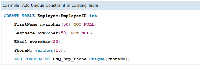 محدودیت Unique در SQL Server