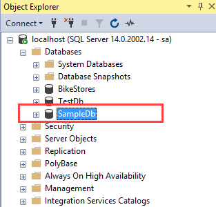ایجاد یک پایگاه داده جدید با استفاده از  SQL Server Management Studio