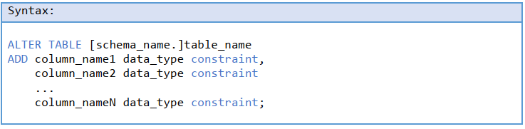 ستون های ALTER TABLE ADD در یک جدول در SQL Server