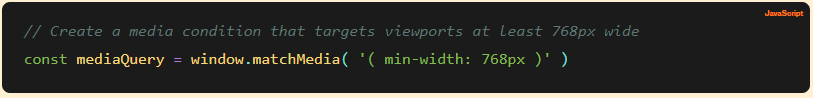 JavaScript and media queries JavaScript and media queries