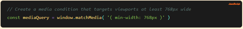 JavaScript and media queries
