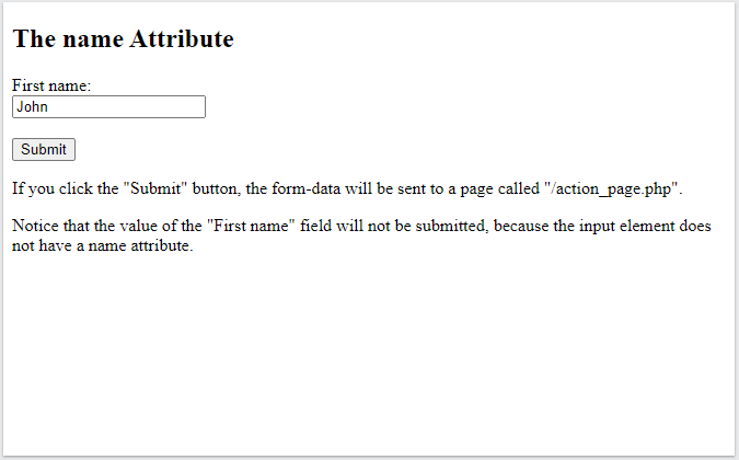 The Name Attribute for input in HTLM Forms in web design