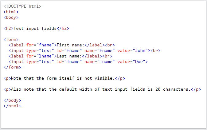 Input type in HTML Forms