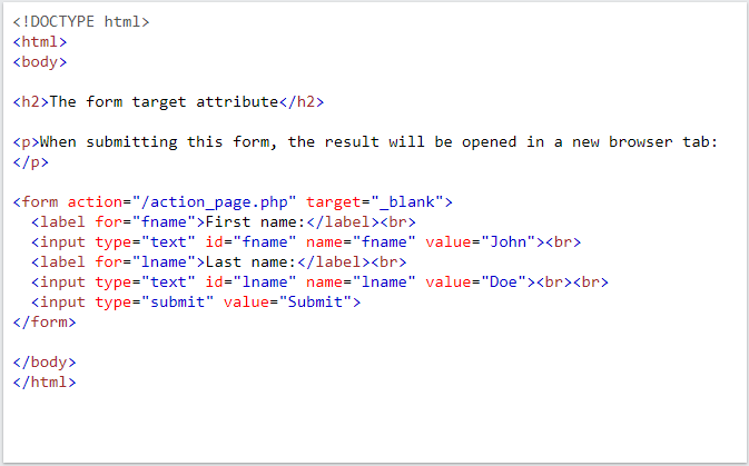 The Target Attribute in HTML Forms