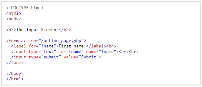 The input element in HTML