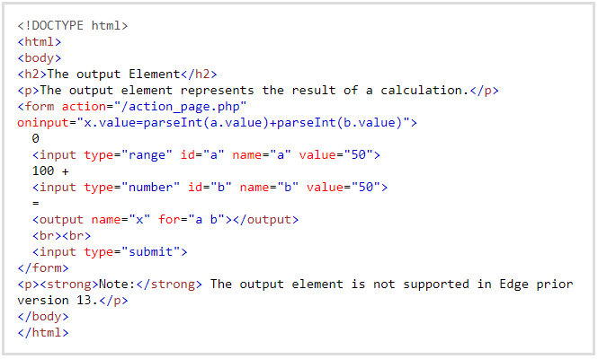 output element in HTML