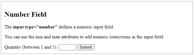 Input Type Number in HTML