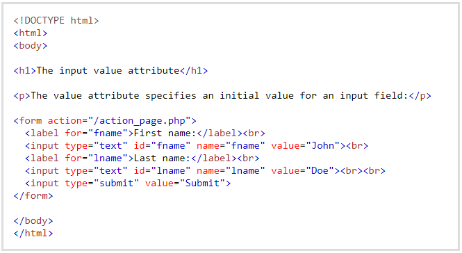 value attribute in HTML