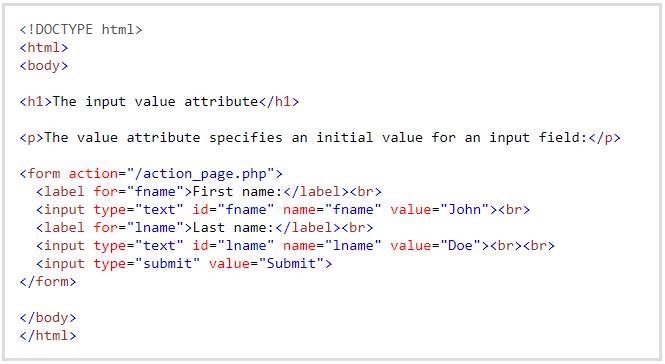 value attribute in HTML value attribute in HTML