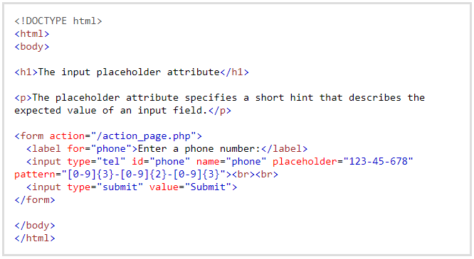 Input placeholder attribute in HTML