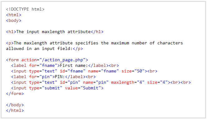 Input maxlength in HTML Input maxlength in HTML
