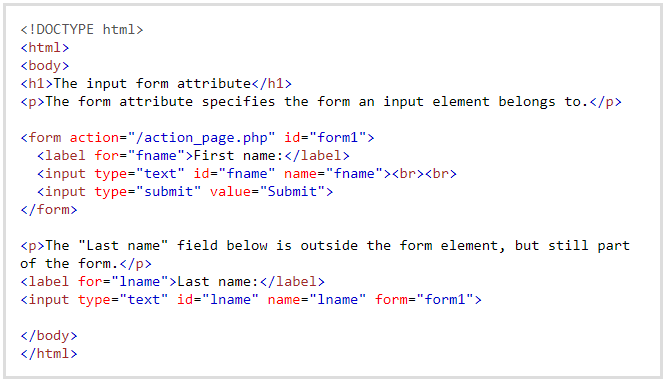 HTML Input Form Attributes