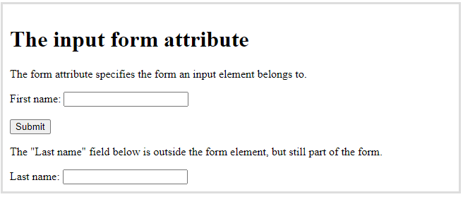 form attribute in HTML