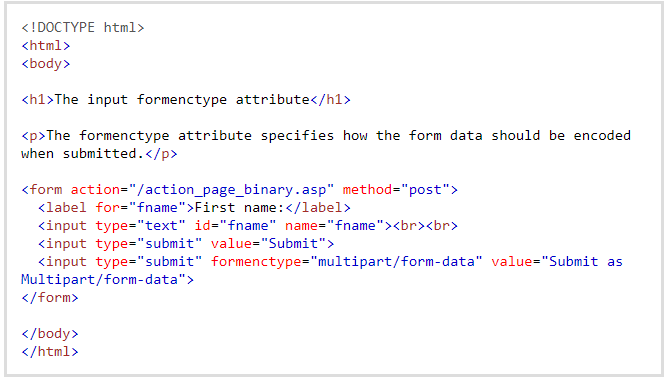 Input formenctype attribute in HTML