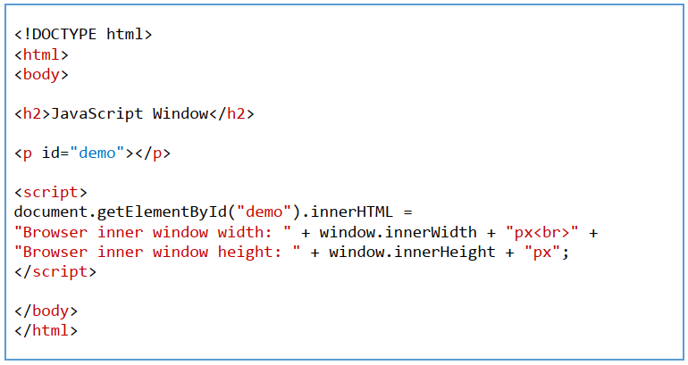  اندازه پنجره در جاوا اسکریپت (Window Size)