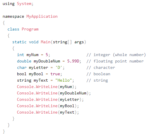 آموزش انواع داده در سی شارپ | آتریا