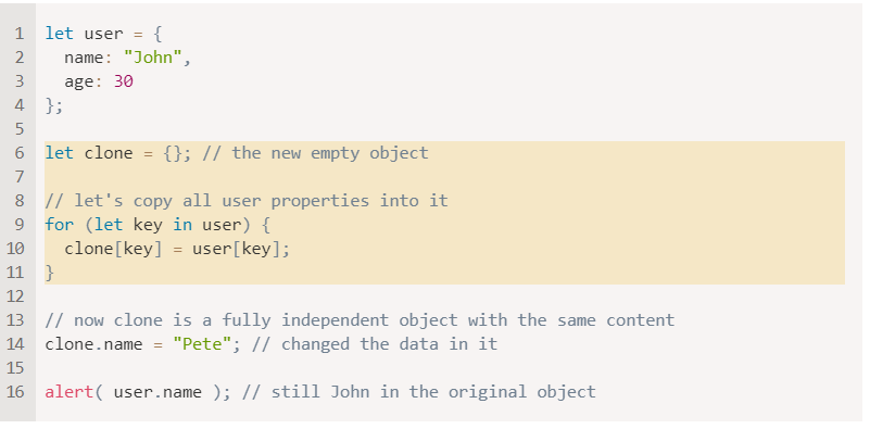 cloning و ادغام، Object.assign cloning و ادغام، Object.assign