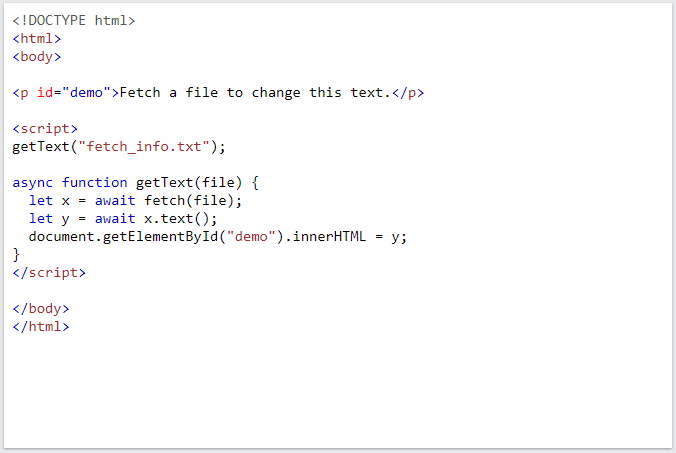 JavaScript Fetch API JavaScript Fetch API
