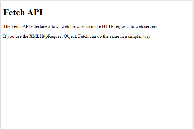 JavaScript Fetch API JavaScript Fetch API