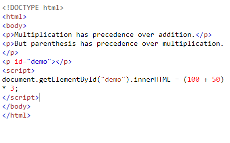 تقدم عملگرها در جاوا اسکریپت (javascript)