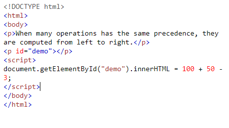 تقدم عملگرها در جاوا اسکریپت (javascript)
